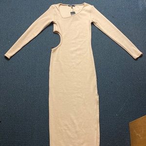 Nasty Gal Cut-out Beige Maxi Dress